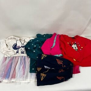 Lot Bundle of 5 Pieces Kids Girls Size 7 Years Old Clothing Tops And Bottoms